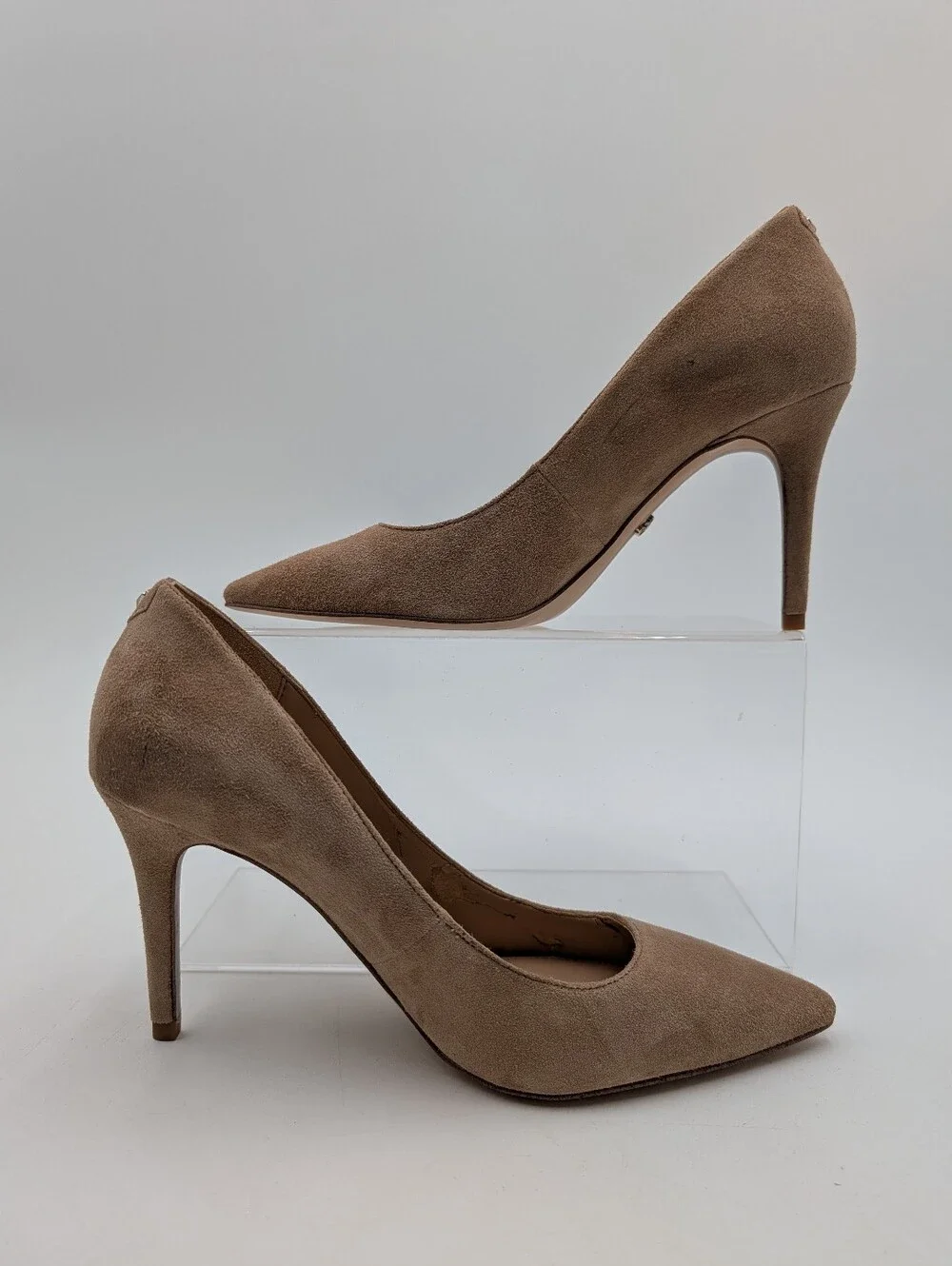 Sam Edelman Margie Sz 6 / EU 36 Suede Pointed Toe Stiletto Pump Warm Taupe Nude